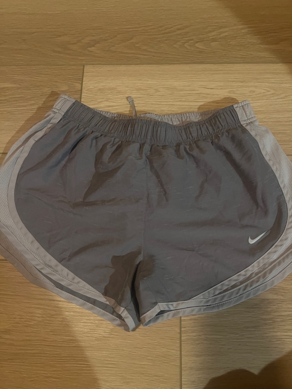 Nike Women's Charcoal Gray Athletic Shorts with Light Gray Trim
